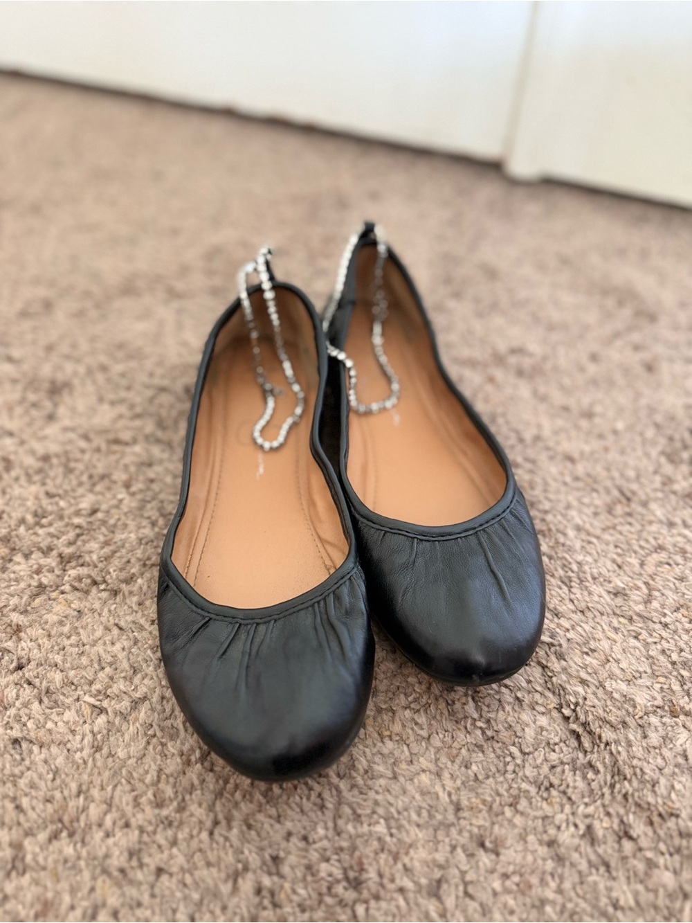 Jessica Simpson Black Leather Ballet Flats